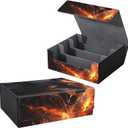 for MTG Commander Deck Box Fit Trading Cards, 1800+ Sleeved Cards with PU Leather Magnetic Large Card Storage Case for TCG CCG Magic Sports Cards Man Woman Gift, Flame Wolf