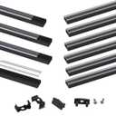 Muzata 10Pack 3.3FT/1M LED Channel Black Aluminum U Shape LED Strip Channel with Transparent Clear Cover Easy Installation with Paper User Manual U1SW BT 1M