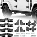 55395386AB 4 Door Hinge Assembly Kits Compatible with 2007-2018 Jeep JK Jeep Wrangler Inside and Outside, 16PCS with 16bolt Replaces# 55395386, 55395387, 55395385, 55395384