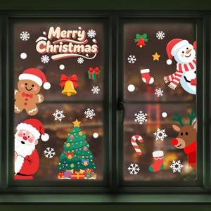 Peacoblue Window Static Clings Stickers Decal 7.9"x11.8", 6 Sheets with 30PCS Peeking Out Santa Claus Decorative Removable Window Sticker Cling Home Office Decor for Glass Window Mirror