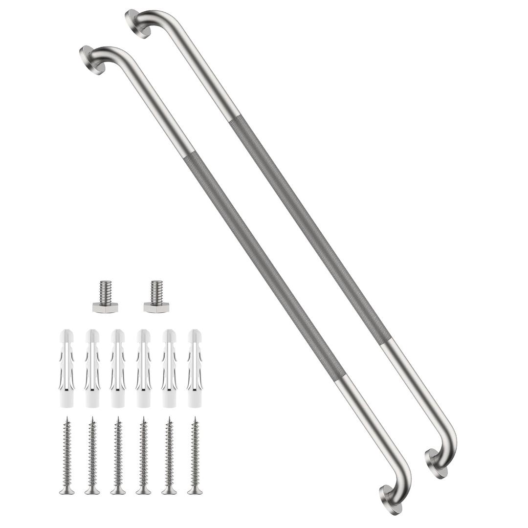 48 Inch Anti Slip Shower Grab Bar, Munzong Bathroom Grab Bar for Showers, Brushed Nickel Knurled Handicap Balance Bar,Safety Hand Rail Support Elderly Senior Assist Bath Handle