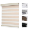 Joydeco No Drill Zebra Blinds for Windows, Cordless Day & Night Dual Sheer Roller Shades, Easy Installation, Free-Stop Lift System, Light Filtering Privacy Blinds for Home(Beige,35" W x 75" H)