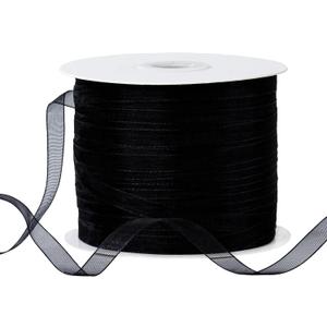 250 Yards 1/4 Inch Sheer Organza Chiffon Ribbon Narrow Thin Ribbons for Ornaments Hanging, Crafts Making (Black)