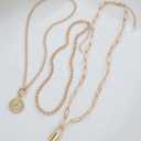 iF YOU Vintage Gold Layered Necklaces for Women Trendy, Chunky Cuban Link Paperclip Chains Necklace Stack, Coin Pendant Necklace Set Jewelry Gifts