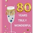 4 x OJsensai Happy 80th Birthday Card Gifts for Women，80 Year Old birthday Decorations for Mom Wife Grandma,Funny 80th Bday Gift With Pink Envelope for Her