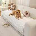OstepDecor Couch Cover for Dogs, Washable Non Slip Sofa Cover for Pets, Soft Couch Covers for Sofa, Loveseat and Sectional, Furniture Protector Against Pet Hair & Scratches (35.4" x 70.9", White)
