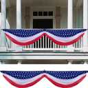 Wehhbtye 2PCS Patriotic Bunting Decorations-8.9x2.5 Feet 4th of july Outdoor Hanging Banner Flag,American Stars and Stripes Independence Day Flag for Memorial Day Porch Labor Day Yard Outside Party