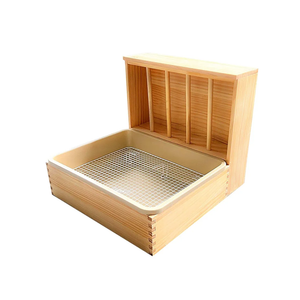 Wood Hay Feeder Bunny Hay Feeder Hay Container Cage Accessory Rabbit Grass Feeder Hay Holder Rack for Guinea Pig Bunny, Large