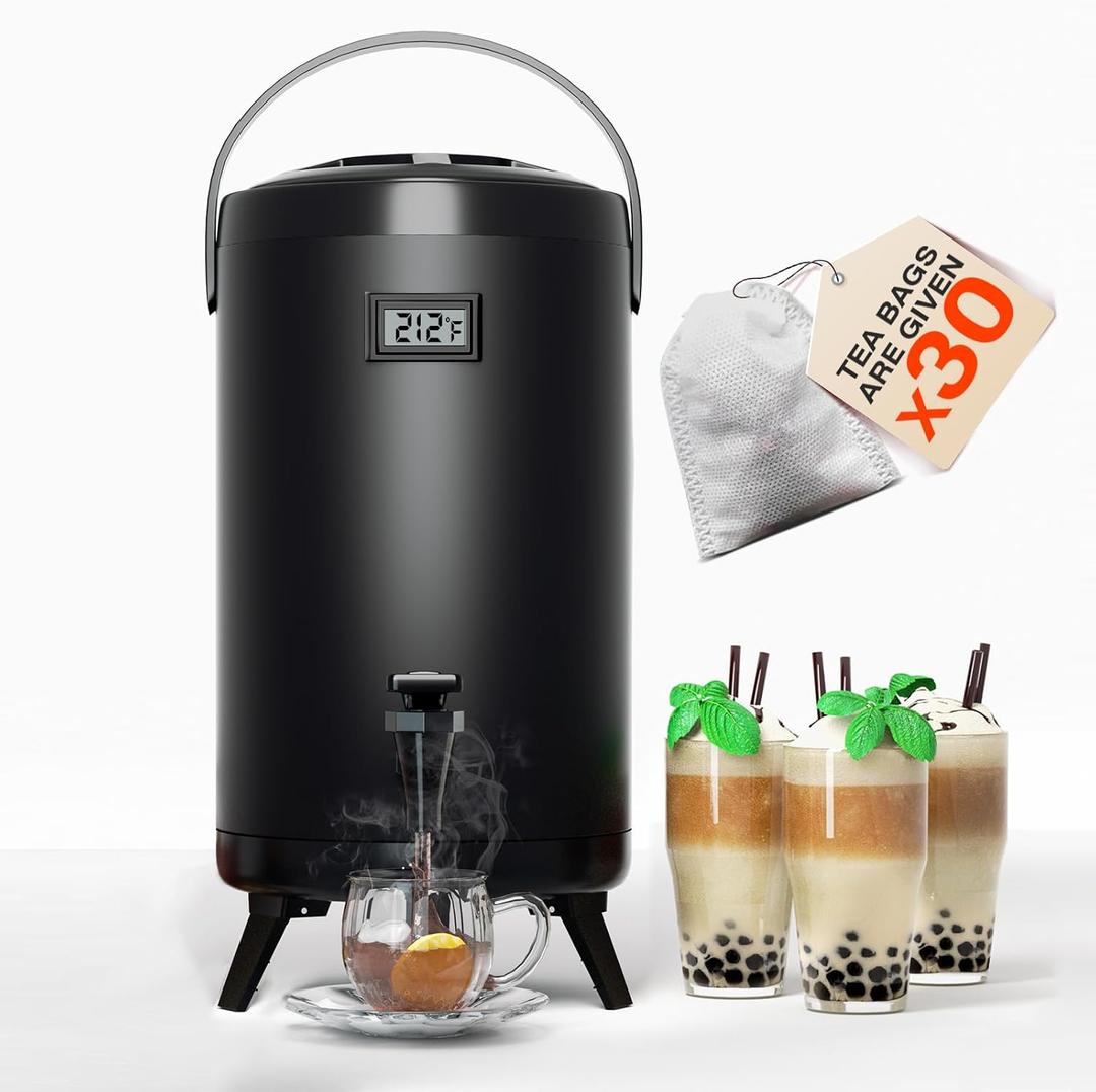 Insulated Beverage Dispenser-NON HEATING-75 Cup Cold Drink Beverage for Catering-Stainless Steel Iced Beverage Dispenser 12 L/3.2 Gallon Coffee Dispenser with Spigot for Tea,Juice (black)