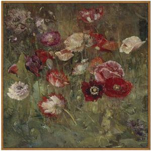 InSimSea Square Framed Canvas Wall Art, Large Decor A Bed of Poppies Paintings, Classical Floral Wall Pictures for Bedroom Bathroom Living Room, Canvas Prints Vintage Home Decor 20"x20"