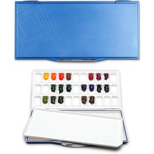 Mijello Fusion 33-Well Airtight/Leakproof Palette for Watercolor Paints, Blue