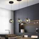 ykolupty 1-Light Black Pendant Light Fixtures Modern Smoke Gray Glass Globe Pendant Lights Kitchen Island Adjustable Hanging Lights Globe Stairwell Lighting Black Chandelier for Dining Room