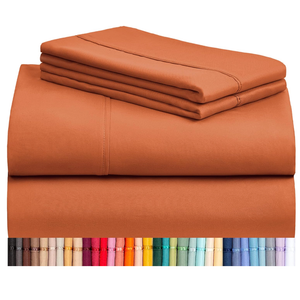 LuxClub 4 PC Full Size Sheet Set Deep Pockets 18" Wrinkle Free Cooling Sheets Machine Washable Hotel Bedding Silky Soft - Autumn Orange Full