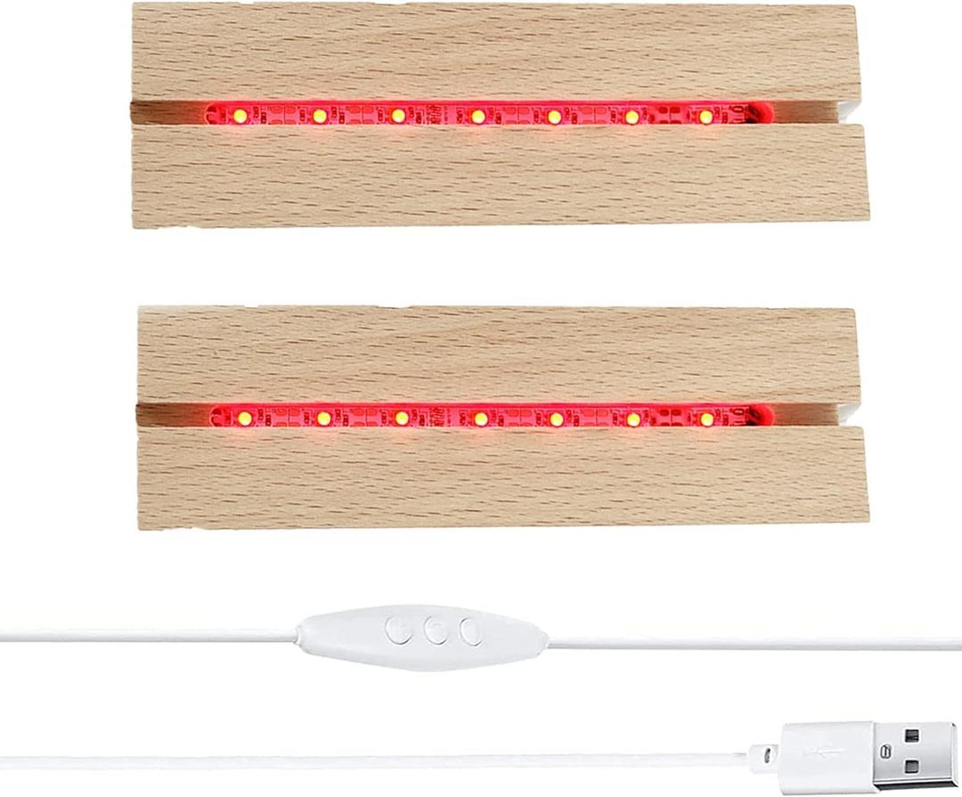 inch Rectangle Led Lights Display Bases, 2Pcs Wooden LED Lighted Base Stand Colorful Light Lamp Stand for Crystal Glass Resin Art, Home Decor(2PCS--7 Color Light)
