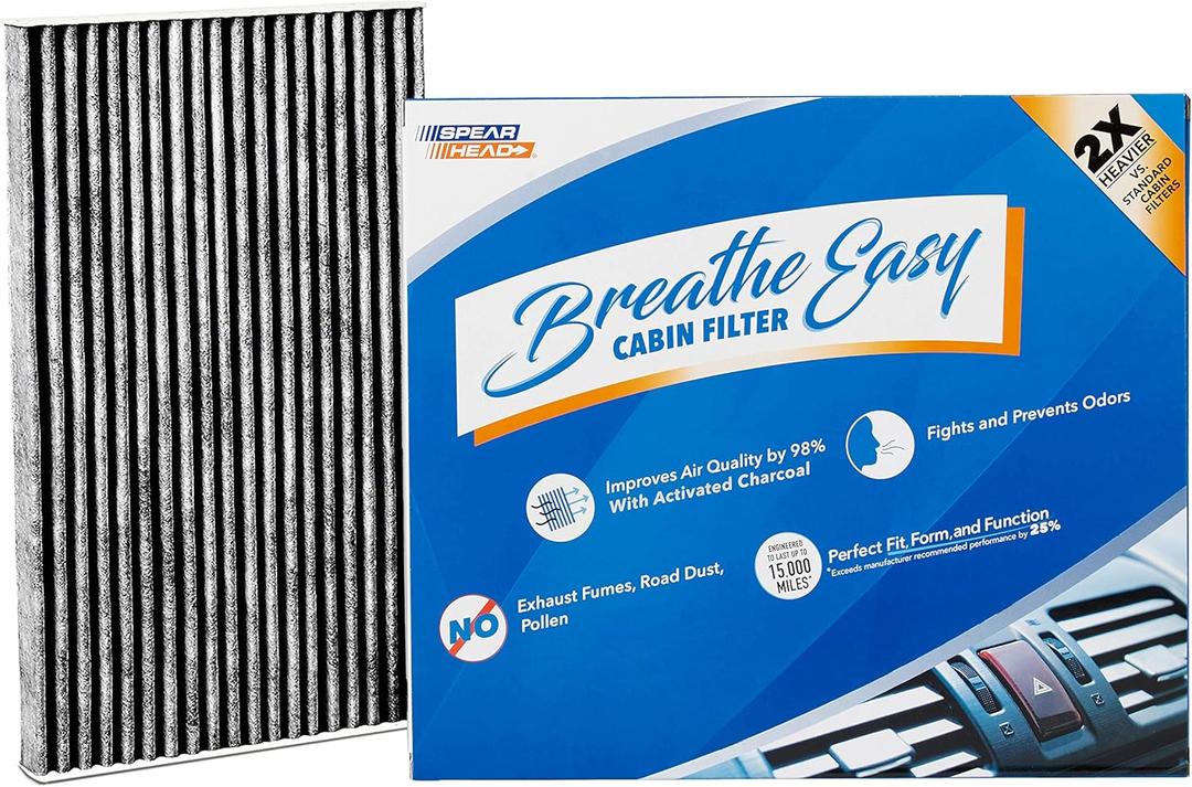 Spearhead Odor Defense Breathe Easy AC & Heater Cabin Filter | Fits 09-14 Cube, 11-17 Juke, 11-25 Leaf, 13-19 Sentra Like OEM | Up to 25% Longer Lasting w/Activated Carbon (BE-177)