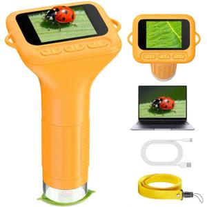 Handheld Microscope for Kids Portable Pocket Digiscope - 2" IPS HD Screen 1000X Digital Microscopes Camera PC Compatible 3-12 Year Old Girl Boy Science Edu Fun Birthday Gifts Toys
