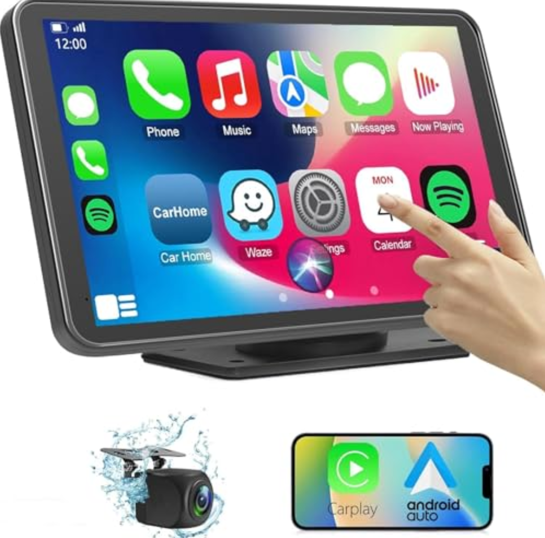 Wireless Car Stereo Compatible with Apple CarPlay and Android Auto,7" HD Portable Bluetooth CarPlay Touch Screen for Car,with Backup Camera Car Play for All Cars