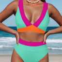 Hilinker Women's Leopard Bikini Swimsuits V Neck High Waisted 2 Piece Bathing Suits (M)