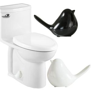 Ceramic Bird Toilet Bolt Covers Decorative Toilet Bolt Caps,Set of 2 Toilet Caps for Bottom of Toilet, Toilet Screw Cover Caps for Bolts Bathroom Decor Acessories, Easy Installation (Black+White)