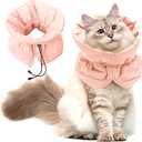Cat Recovery Collar, Soft Adjustable Cat Cone Alternative, Lightweight Fasteners Collars for Cats Kittens Puppies, After Stop Licking and Daily Use (Orange Pink, M(Neck7.9-13.8"))