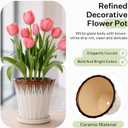8.3 Inch Ceramic Planters with Drainage Hole and Saucer,Indoor Outdoor Large Flower Pots, Garden Pot for Plant Lovers (Drip White)