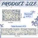 Hahafelt Blue Floral Summer Table Runner and Placemats Set of 7, 12" x 18" Blue and White Chinoiserie Place Mats 13" x 72" Flower Table Runner for Holiday Baby Shower Party Kitchen Dining Decoration