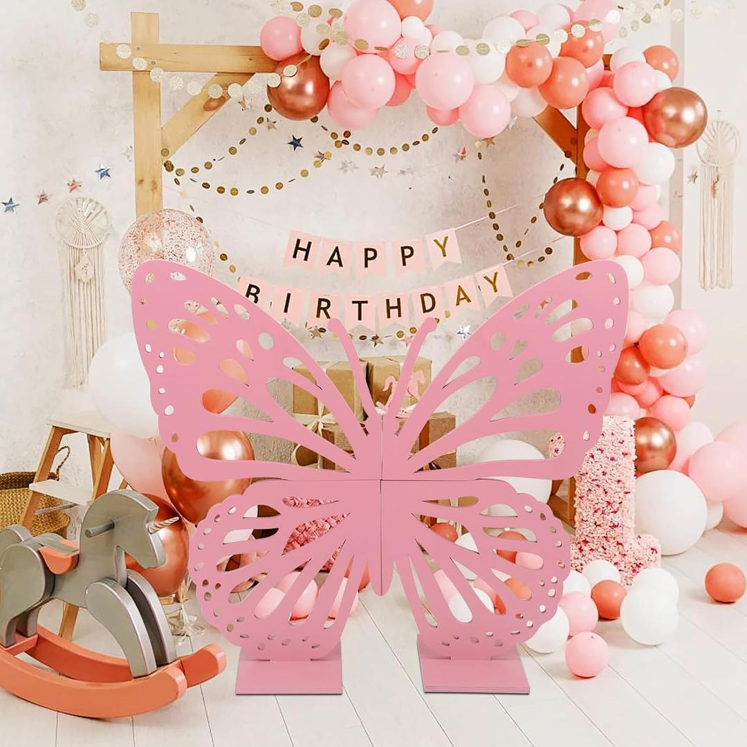 24 X 28 Inches Thickened Wooden Large Butterfly Decorations, Mariposas Grandes para Decoracion, Giant Butterfly Party Wings, Big Backdrop Cutouts for Birthday Wedding Party Baby Shower