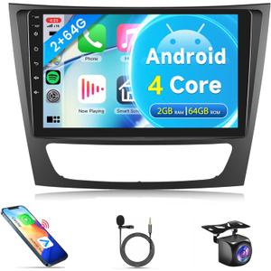 Android Stereo Radio Carplay for Mercedes Benz E Class W211 E200 CLS E320 E500 E350 W219 2002-2010, Rimoody 9 Inch Touchscreen GPS Bluetooth FM HiFi WiFi Android Auto Backup Camera