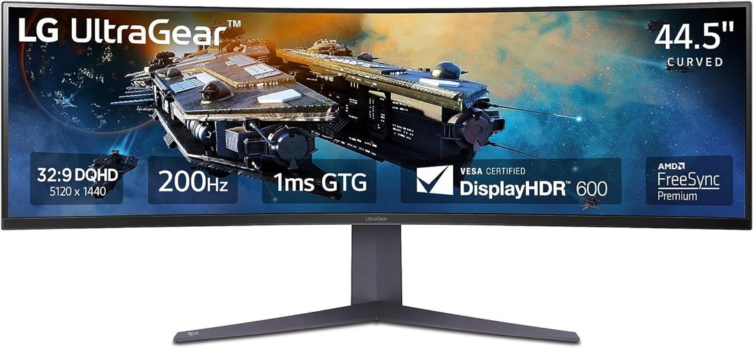 LG 45GR65DC-B Ultragear Curved Gaming Monitor 45-Inch 32:9 QHD 200Hz 1ms UltraWide Display AMD FreeSync Premium Pro VESA DisplayHDR 600 HDMI 2.1 x2 DP UBS x3 Tilt/Height/Swivel Stand - Black