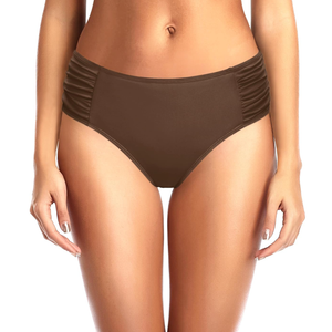 Tempt Me Women Bikini Bottoms Mid Waist Bathing Suit Swimsuit Ruched Swim Bottom, Medium