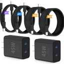 QZIIW Super Fast Samsung Charger Type C,45W Dual Port USB C Fast Charger Block [2-Pack] & Extra Long 60W 3/6/10/10FT USB C Cable - PD Quick Charging 3.0 For Samsung Galaxy S25 Ultra/S24+/S23 iPhone 16