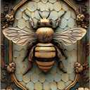Vintage Tin Bee Sign Wall Decor, 2D Flat with 3D Visual Effect, Bee Decorations for Home & Kitchen, Retro Metal Bee Art, 8 x 12 Inches, Unique Bee Gift Idea, Style A