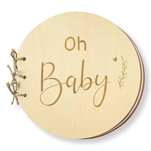 Baby's First Year Book Jornal Memory Book Wooden Baby Shower Guest Book Alternatives