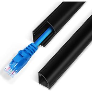 ZhiYo Corner Cable Concealer, Corner Cord Hider for One Cord, 180in (5 x L36in) Wire Covers for Cords, Paintable Cord Cover, Cable Management Channel Raceway for Wall, Floor Baseboard, Ceiling, Black