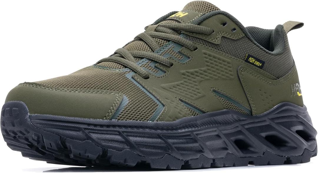 Mens Running Shoes Tennis Hiking Shoes Trail Running Shoes for Men FALKON 1.0 Non-Slip Gym Jogging Road Running Shoes Cross-Training Athletic Sport Workout Outdoor Fashion Sneakers Size US 7-12 (9, Armygreen)