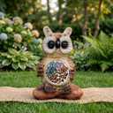 Solar Garden Sculpture, Resin Owl Outdoor Solar Light Ideal for Gardens, patios, courtyards, and as a Decorative Night Light for Indoor Home desks