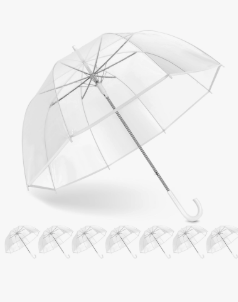 Clear Wedding Umbrellas Bulk, High-Visibility Transparent Rain Umbrella, Firm and Durable, Easy Operation, Large Clear Umbrella for Wedding Bride Groom Photography Golf Outdoor, 8 piece