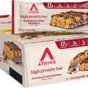 Atkins Chocolate Chip Granola Protein Bar, High Fiber, Low Sugar, 17g Protein, 3g Net Carb, High Protein Bars, Keto Friendly, 12 Count