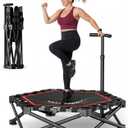 EAST MOUNT 42" Foldable Mini Trampoline for Adults, Quiet Fitness Rebounder with Adjustable Handle, No-Assembly Indoor Exercise Trampoline, 450LBS Capacity