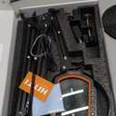 HITTI 12X Square Magnifying Glass with Light and Clamp, Hands-Free Lighted Stand with Ultra Long 3-Section Arm | 5 Color Modes & Stepless Dimming LED Desk Lamp for Workbench, Crafting, Reading -Yellow