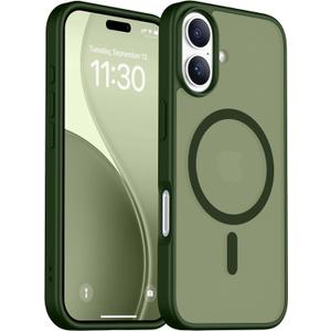Red2Fire Magnetic for iPhone 17 Case, (Compatible with MagSafe) (Military Grade Drop Protection) Translucent Matte Shockproof Phone Case for iPhone 17 6.3"-Green