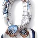 ANDANTINO 100% Mulberry Silk Square Scarf for Hair-25.6" X25.6'' Women Men Natural Silk Neckerchief Digital Printed Headscarf (White & Blue)