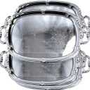 (Pack of 4) 21-Inch x 13.5-Inch Elegant Victoria Floral Engraved with Handle Serving Tray Silver Metal Plate Platter Food Decorative Buffet Wedding Party T166-4PK