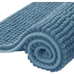 SUBRTEX Bathroom Rugs, 20" x 32" Chenille Bath Rug Soft Short Plush Bath Mat Soft Shower Mat Water Absorbent Shower Mat Quick Dry Machine Washable, Stone Blue