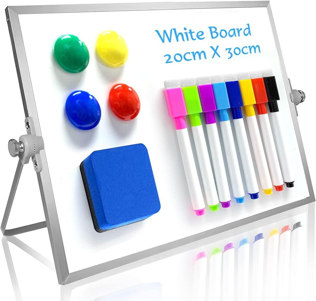 OWill Dry Erase White Board, 8 X 12 Small Whiteboard with Stand, Mini Whiteboard A4 Magnetic Desktop Board & Portable Double-Sided White Board Easel Drawing in School & Home