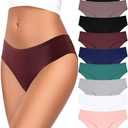 FINETOO Cotton Underwear for Women Sexy Low Rise Ribbed Hipster Breathable Soft Womens Bikini Panties Cheeky L (Pack of 9)