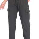 Women's Cargo Joggers Lightweight Hiking Pants Athletic Outdoor Travel Pants Workout Running Pants (Black, XS)