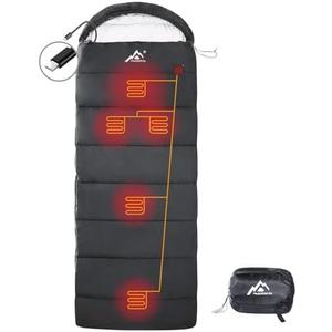MANTUOLE Heated Sleeping Bag - 5pcs Multi USB Power Support Heating Pads, Operated with Battery Power Bank or Other USB Supplies, Portable Compact Envelope Style Bag