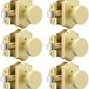 goldenwarm Gold Door Knobs Interior, Zinc-Alloy Heavy Duty Brushed Gold Door Knobs, Privacy Door Knob Interior for Bedroom Bathroom (3 Pack)