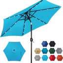 Blissun 7.5 ft Solar Umbrella, 18 LED Lighted Patio Umbrella, Table Market Umbrella